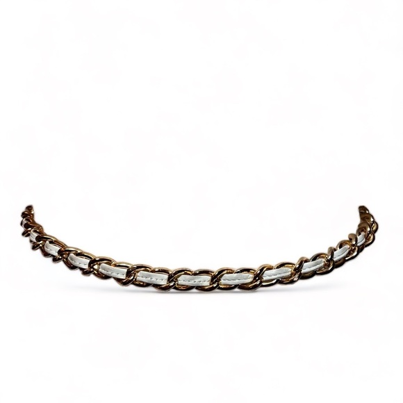 VTG 80s-90s Leather Braided Gold Chain Belt